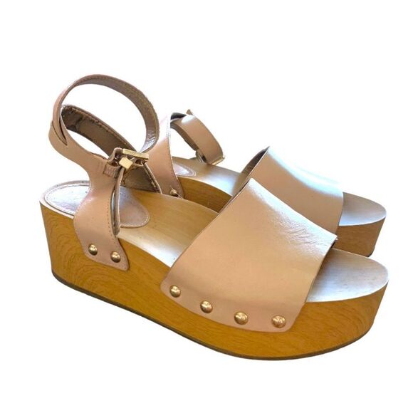 Sam Edelman Leather Wooden Flatforms - Picture 1 of 7